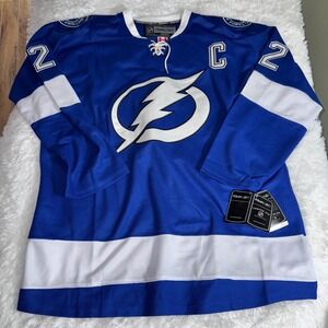 Reebok Tampa Bay Lightning Jersey Mens 56 Blue New Larson 92 Stitched Authentic